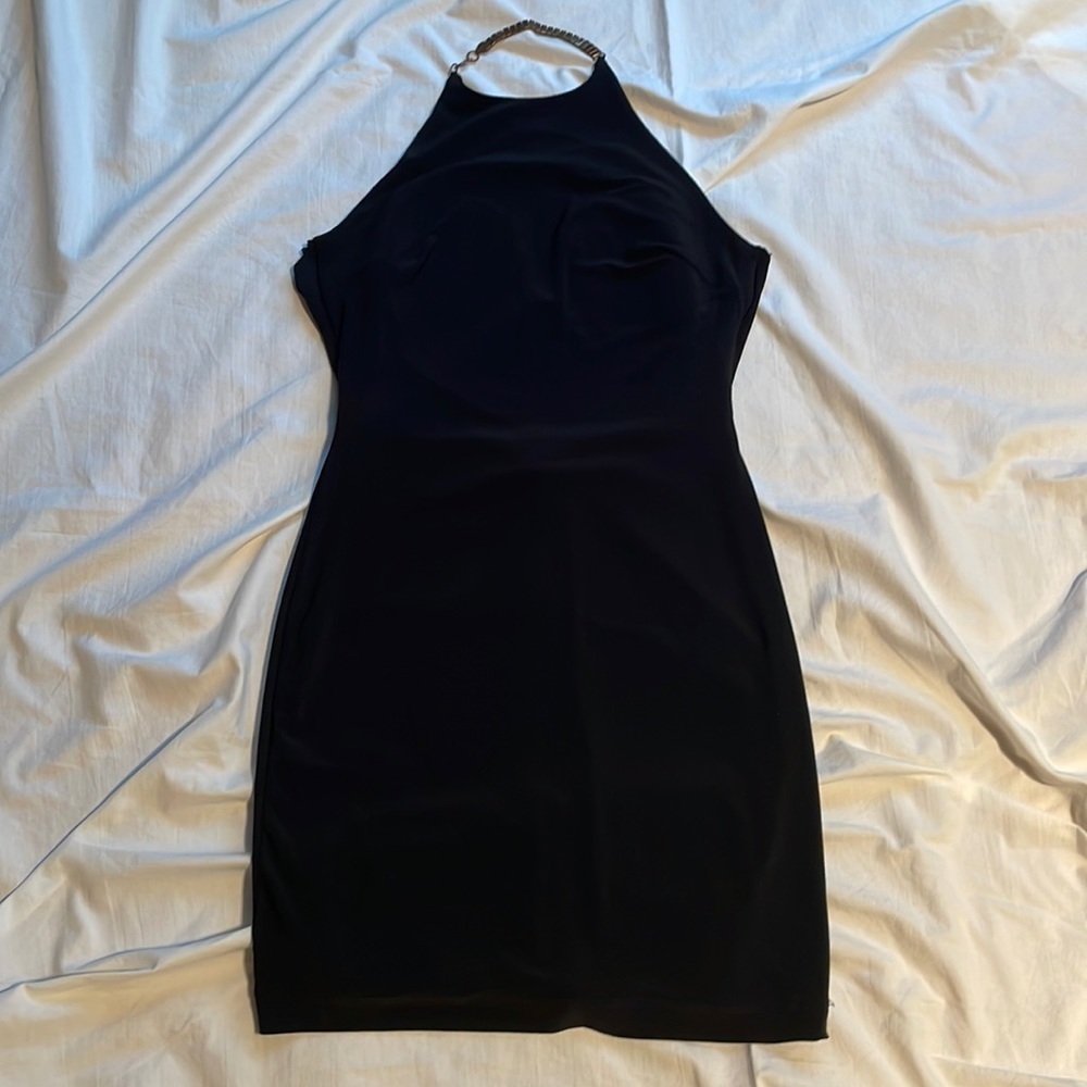 B Darlin Black Halter Chain Mini Dress